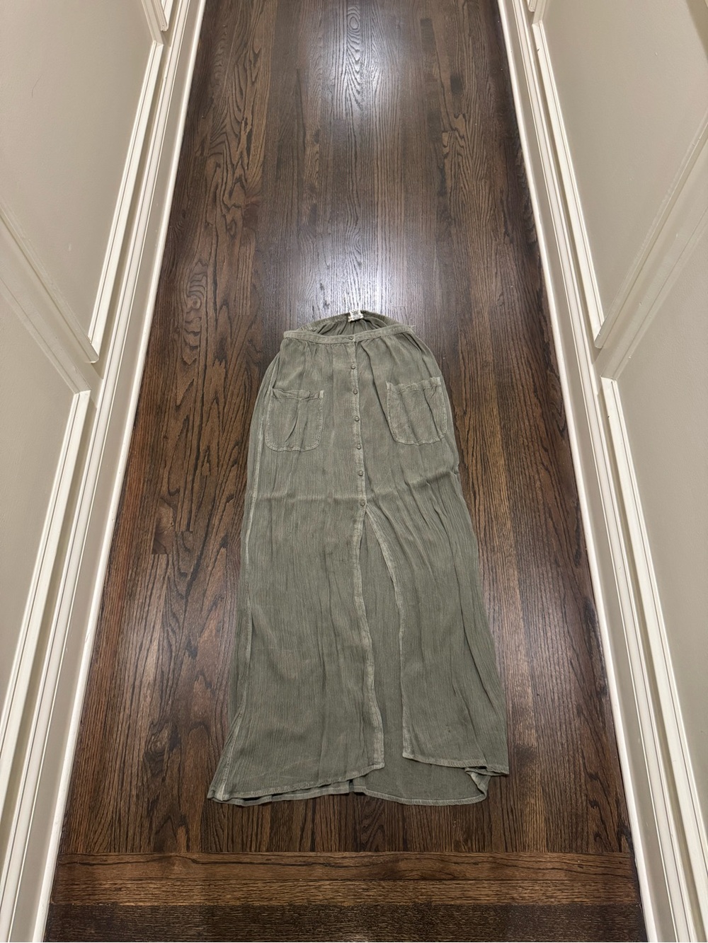 Billabong Olive Green Button-Front Maxi Skirt